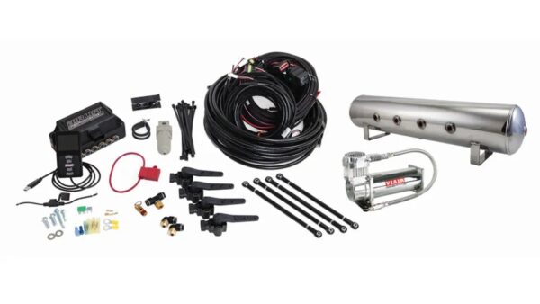 3H Air Management (FNPT Manifold, 1/4" Air Line, 4 Gallon 7-Port Polished Aluminum Tank, VIAIR 444C Compressor)
