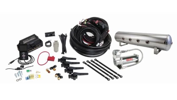 3H Air Management (FNPT Manifold, 3/8" Air Line, 4 Gallon 7-Port Polished Aluminum Tank, VIAIR 444C Compressor)